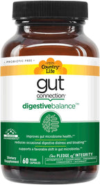 Country Life Gut Connection Digestive Balance – Prebiótico y Enzimas Digestivas para la Salud Intestinal, 60 Cápsulas