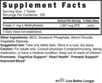Nutri 5-MTHF L-Metilfolato 1 mg - 120 Comprimidos Veganos - Complemento Alimenticio