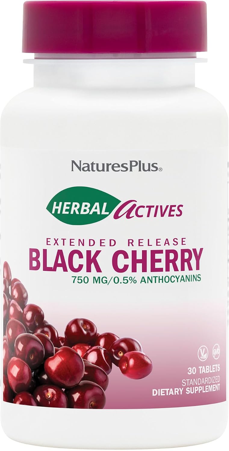 NaturesPlus Herbal Actives Black Cherry - 30 Comprimidos - Apoyo Antioxidante de Liberación Prolongada - Vegetariano, Sin Gluten
