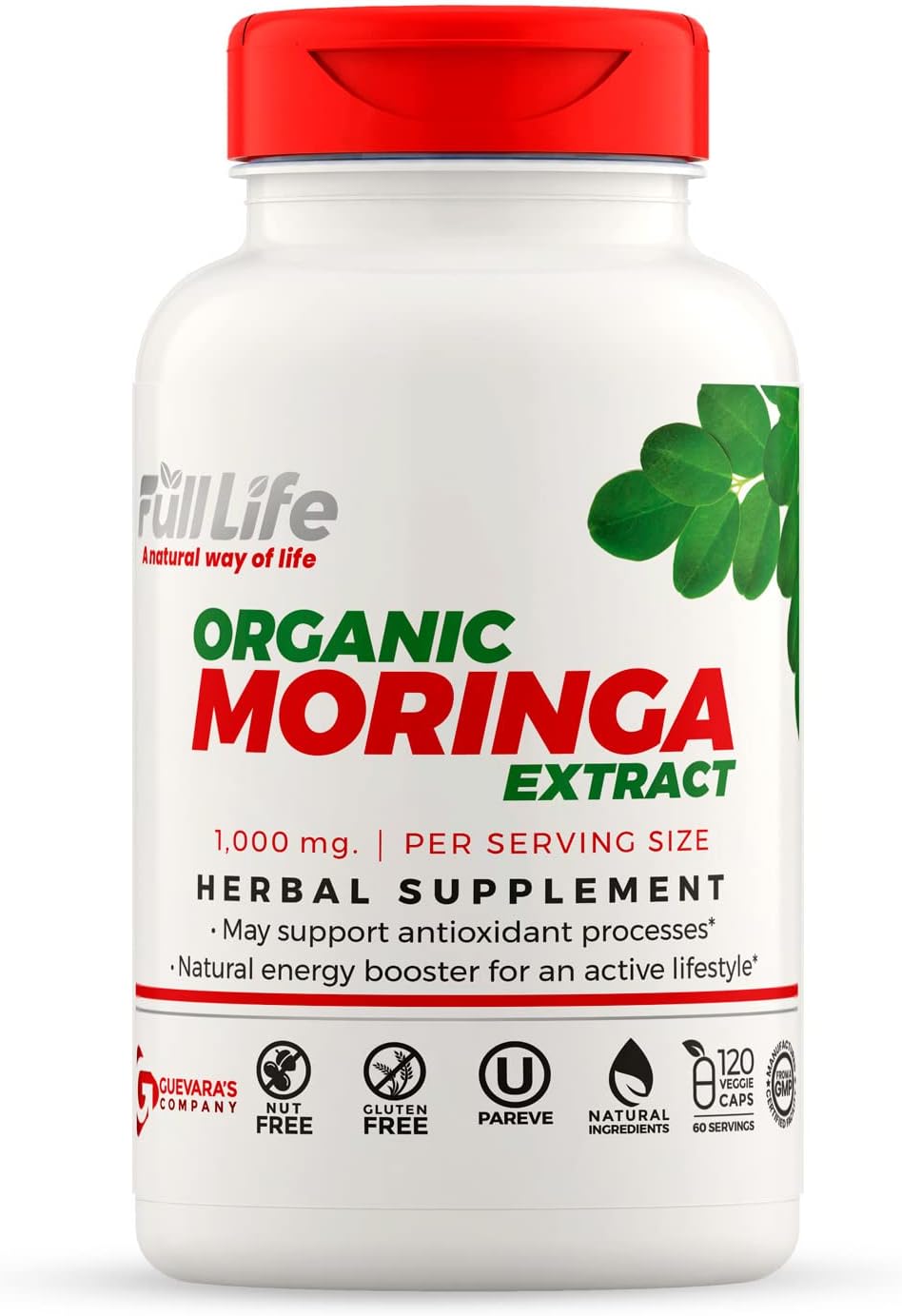 Full Life Moringa Oleifera Cápsulas – 1000 mg – 120 Cápsulas Vegetales