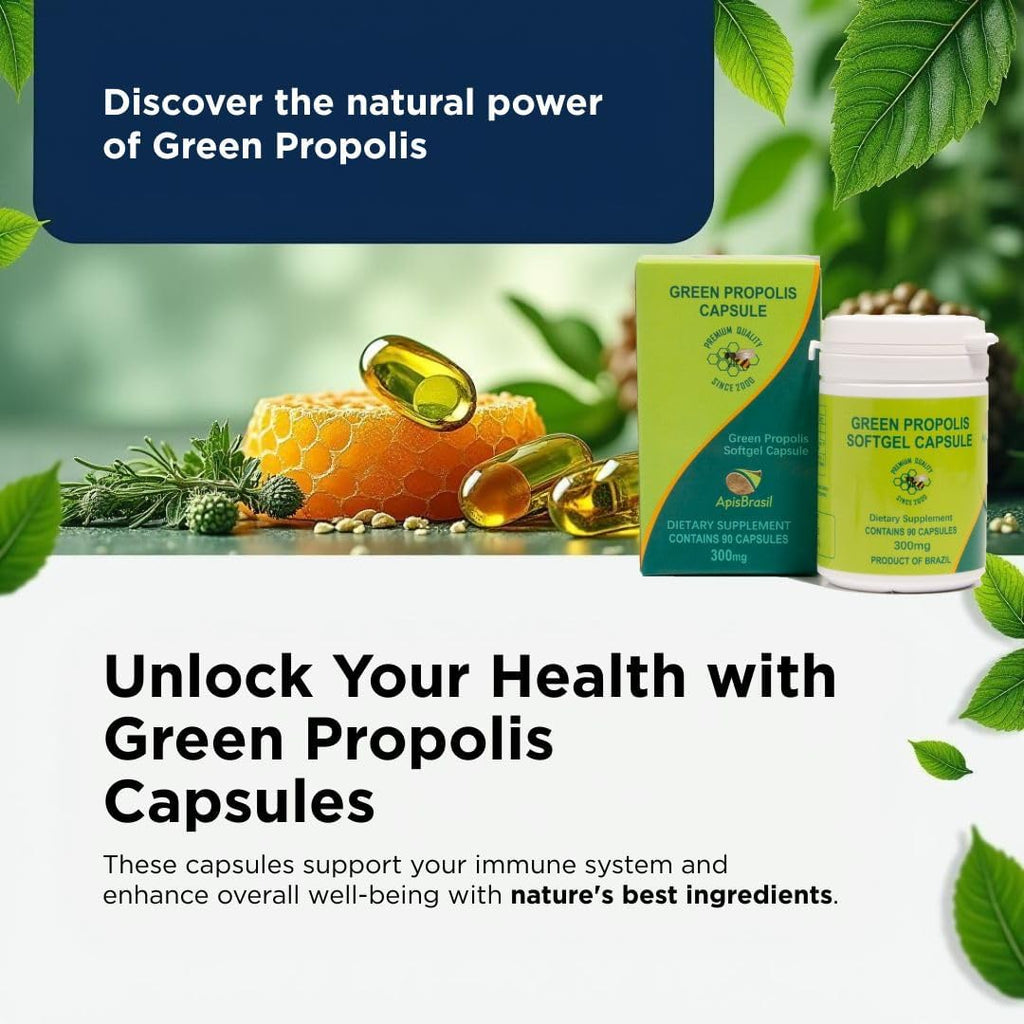 ApisBrasil Propóleo Verde Brasileño - 900 mg diarios - 90 Cápsulas blandas