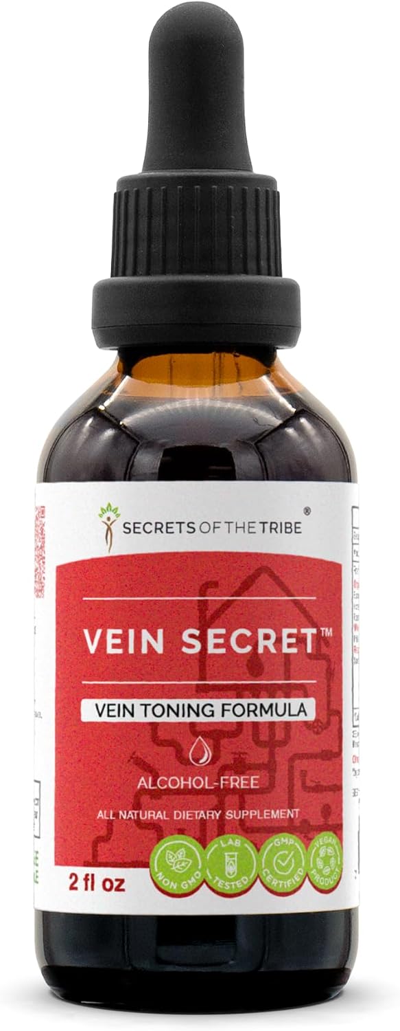 Secrets of the Tribe - Vein Secret, Fórmula de Tónico Venoso, Gotas de Extracto Líquido sin Alcohol (60 ml)