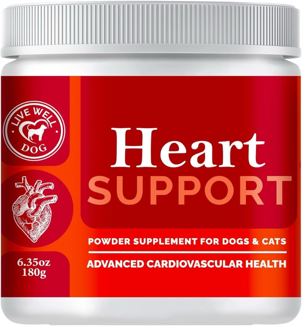 Heart Health Powder Topper para Perros y Gatos - Taurina, L-Carnitina, Espino Blanco y Antioxidantes - 180g