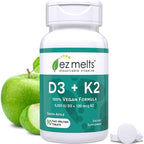 EZ Melts Vitamina D3 + K2 5000 UI, 90 Comprimidos Disolubles Veganos Sabor Manzana Verde