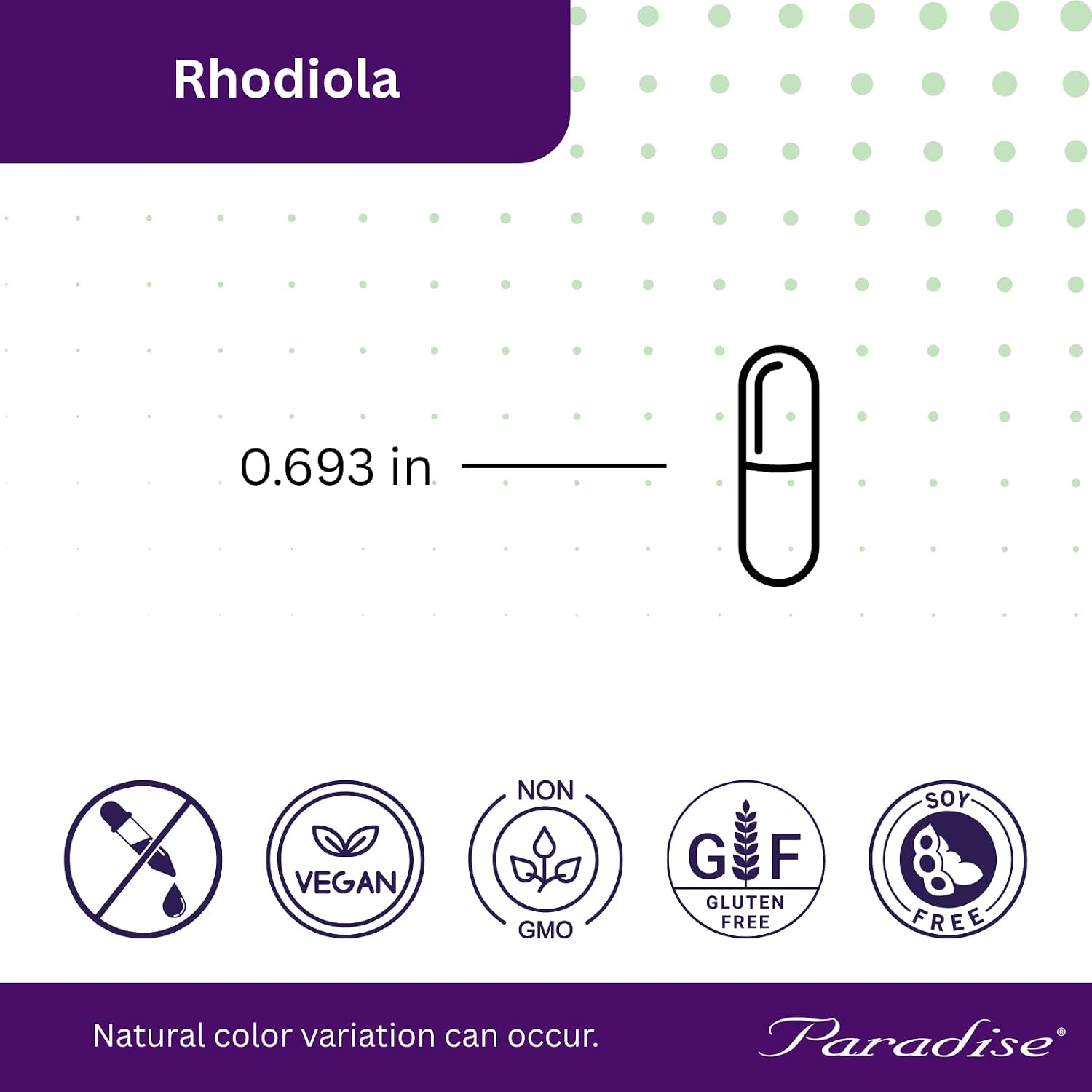 Paradise Herbs Rhodiola Extract 500mg, 60 Cápsulas Vegetales
