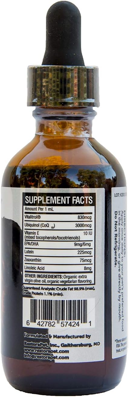 RestoraPet Liquid Multivitamin for Dogs & Cats Bacon Flavor | Joint & Cellular Support | Plant-Based, Non-GMO, Veterinarian-Approved Ingredients