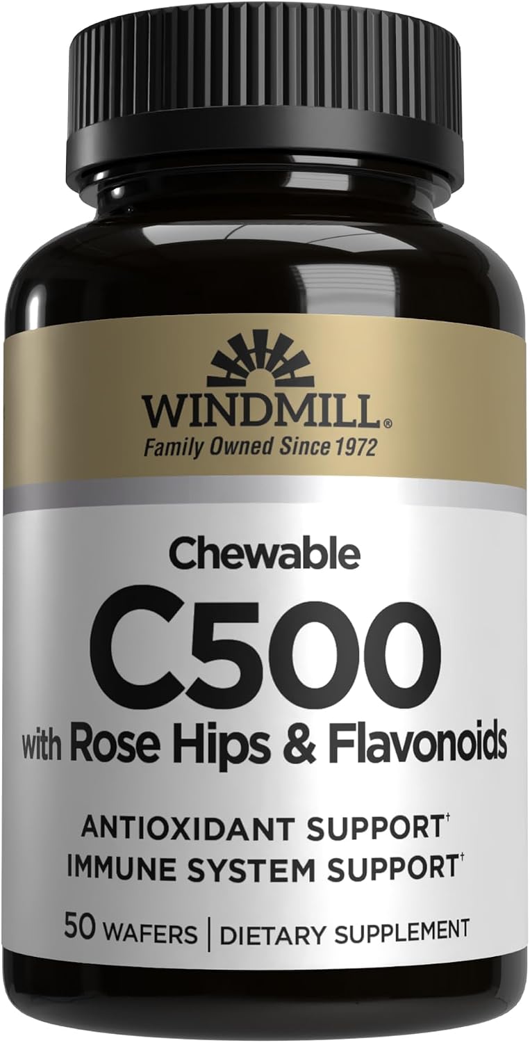 Windmill Vitamina C 500 mg con Escaramujo y Bioflavonoides - 50 Comprimidos Masticables