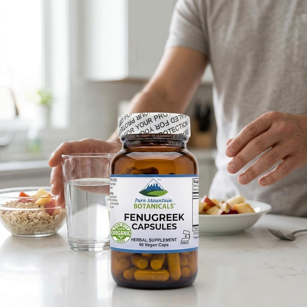 Cápsulas de Fenogreco Orgánico 600mg - 90 Cápsulas Veganas Kosher