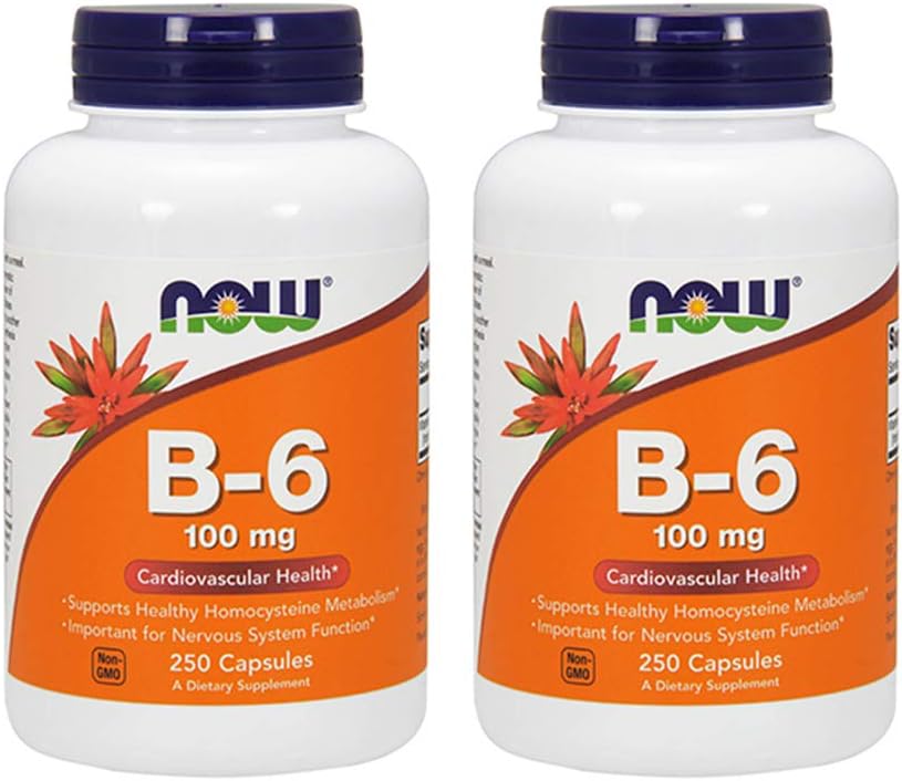 NOW Foods Vitamina B-6 100mg, 250 Cápsulas (Pack de 2)