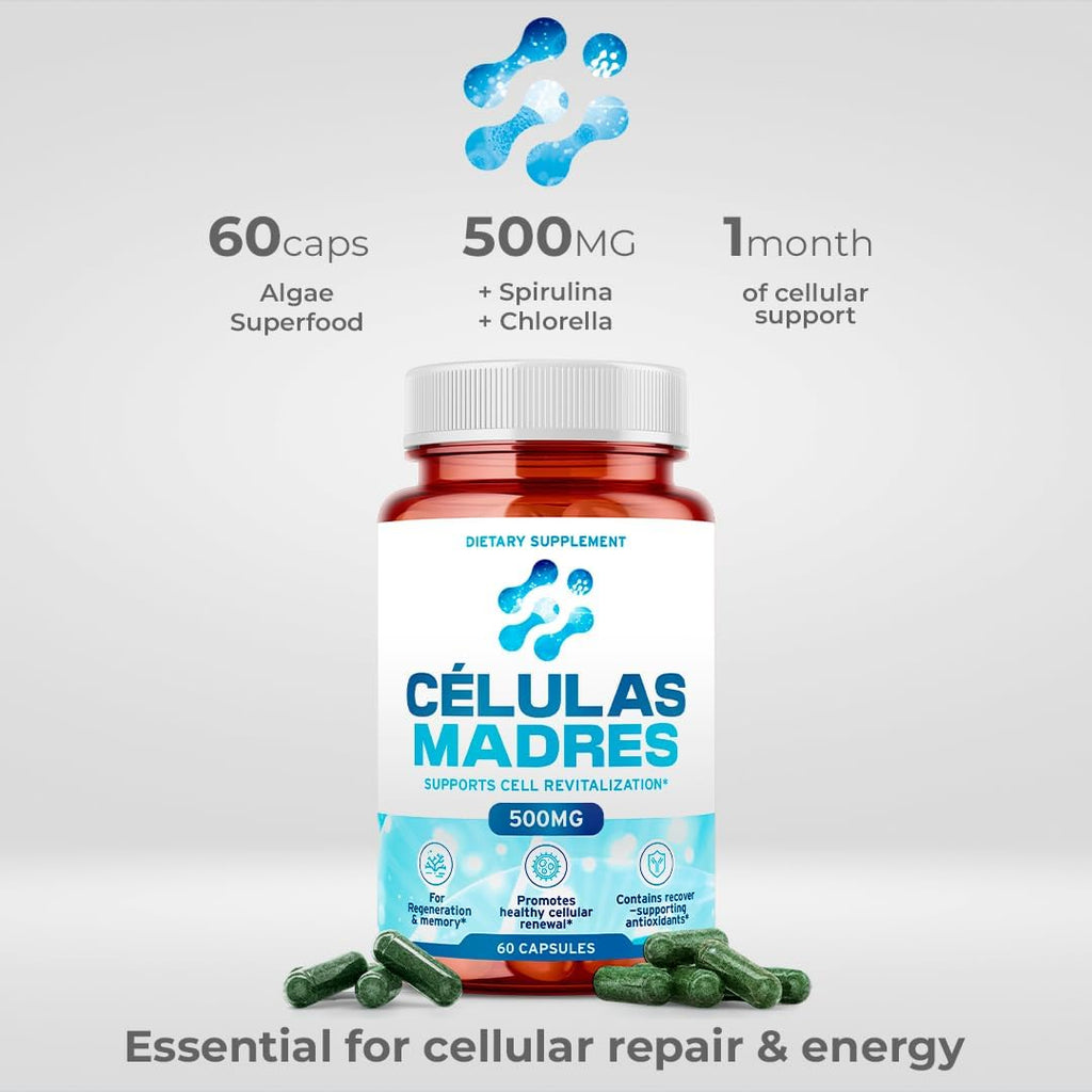 Aura Vitamins Stem Cell 500mg - 180 Cápsulas de Espirulina y Chlorella