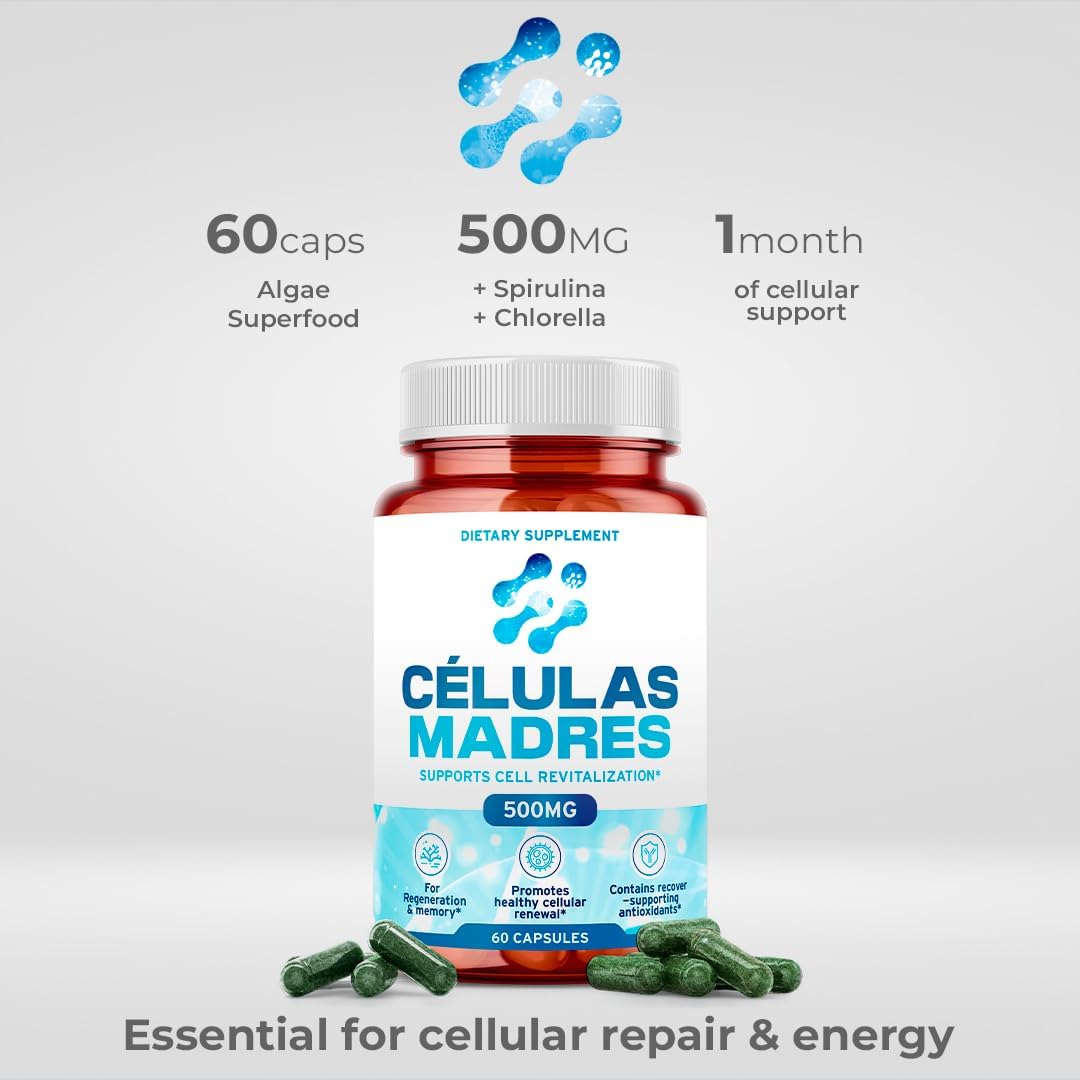 Aura Vitamins Stem Cell 500mg - 180 Cápsulas de Espirulina y Chlorella