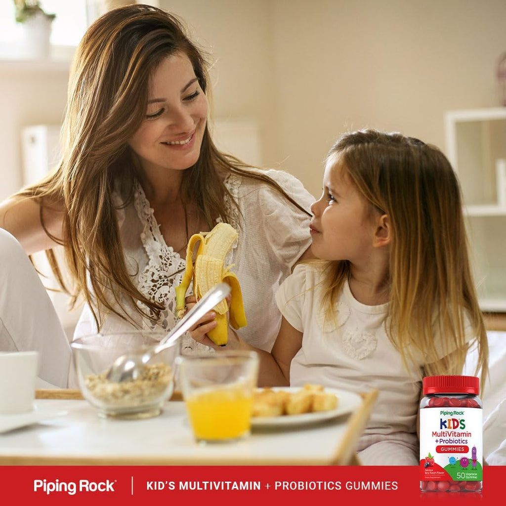Piping Rock Kid's Multivitamin Gummies with Probiotics | 50 Berry Punch Chewables | Without Iron | Vegetarian, Non-GMO, Gluten Free Children's Supplement