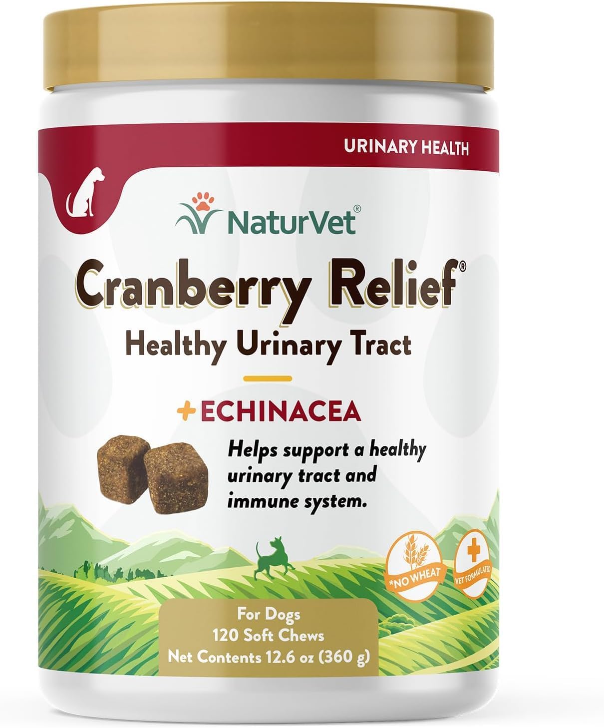 NaturVet Cranberry Relief Plus Echinacea Soft Chews para Perros (3 Tarros de 120 Masticables Cada Uno) – 360 Unidades