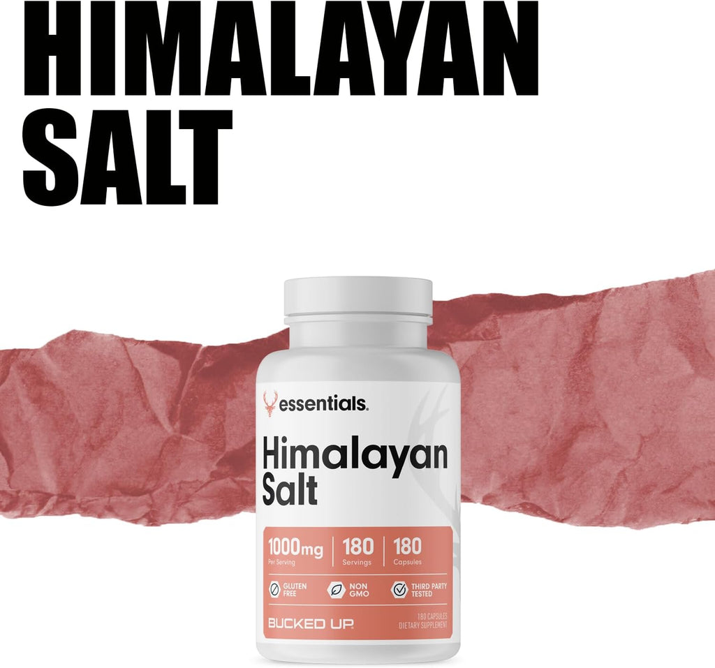 Bucked Up Sal del Himalaya 1000mg Cápsulas, Bucked Up Essentials (180 Cápsulas)