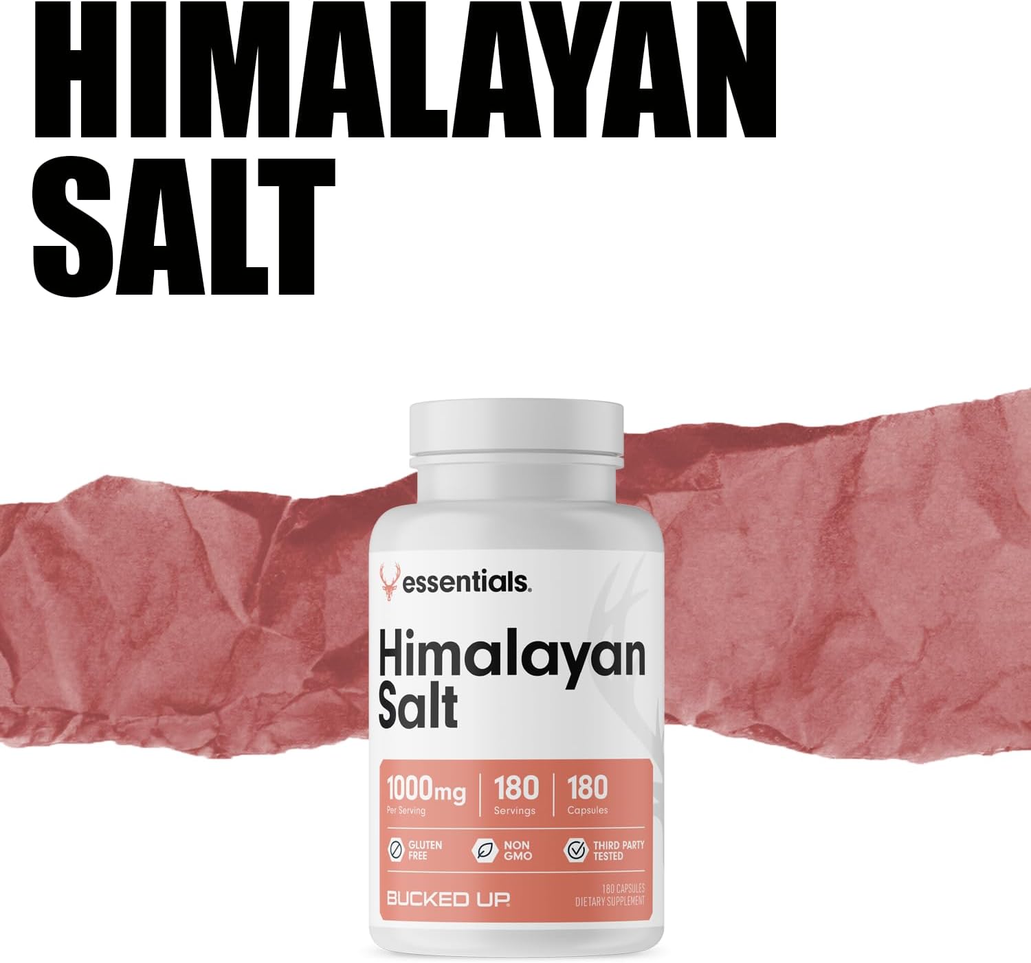 Bucked Up Sal del Himalaya 1000mg Cápsulas, Bucked Up Essentials (180 Cápsulas)