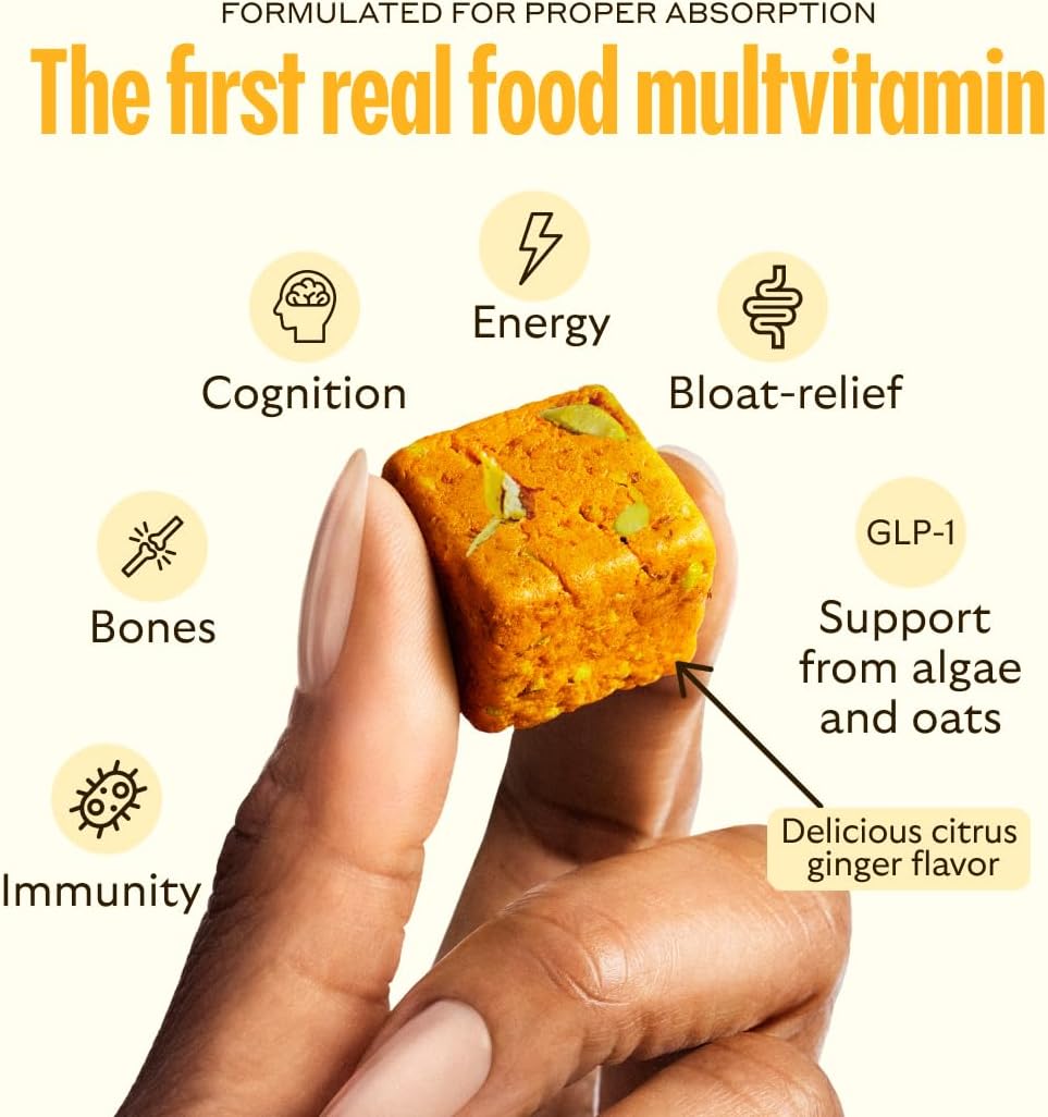 GEM Daily Bite para Mujeres y Hombres – Bocado Multivitamínico con 20+ Nutrientes y Superalimentos (Jengibre Cítrico, 28 unidades)