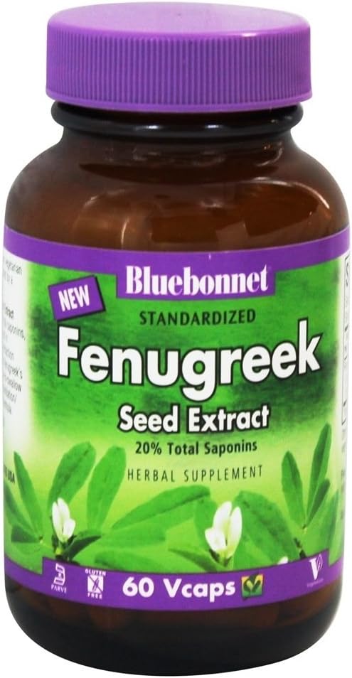 Bluebonnet Extracto Estandarizado de Semilla de Fenogreco 600 mg - 60 Cápsulas Vegetales