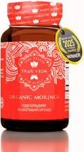 Cápsulas de Moringa Orgánica True Veda | Extracto Concentrado 10:1 | Suplemento Vegano | 60 Cápsulas