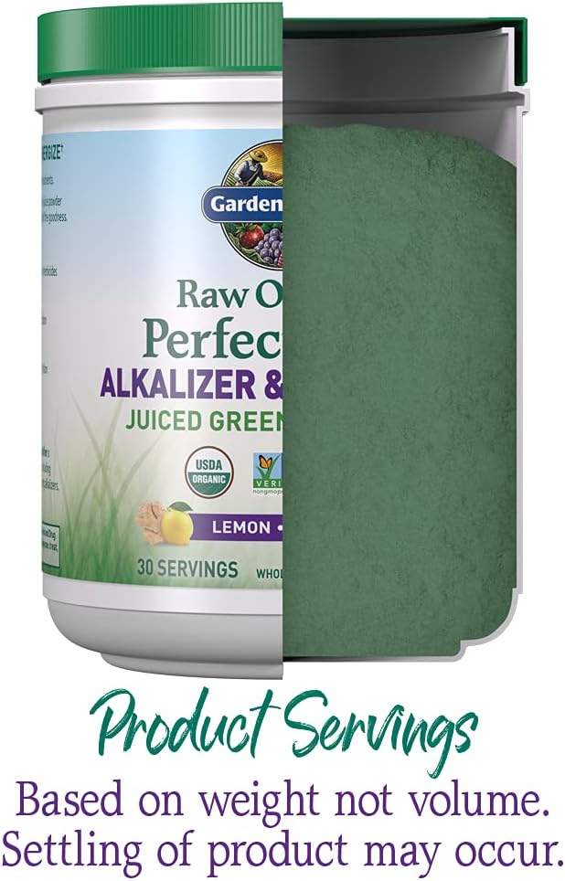 Garden of Life Raw Organic Perfect Food Alkalizer y Detoxifier, Sabor Limón Jengibre, Polvo Superfood, 30 Porciones