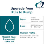Liposomal D Supreme de Designs for Health - Vitamina D3 2500 UI + K1 y K2 (MK-4, MK-7) - Fórmula Liposomal - 100 Servicios (50 ml)