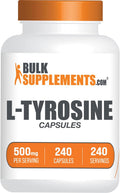 BulkSupplements.com L-Tirosina 500mg Cápsulas - Suplemento de Tirosina, Aminoácido - Sin Gluten, 1 Cápsula por Ración, 240 Cápsulas