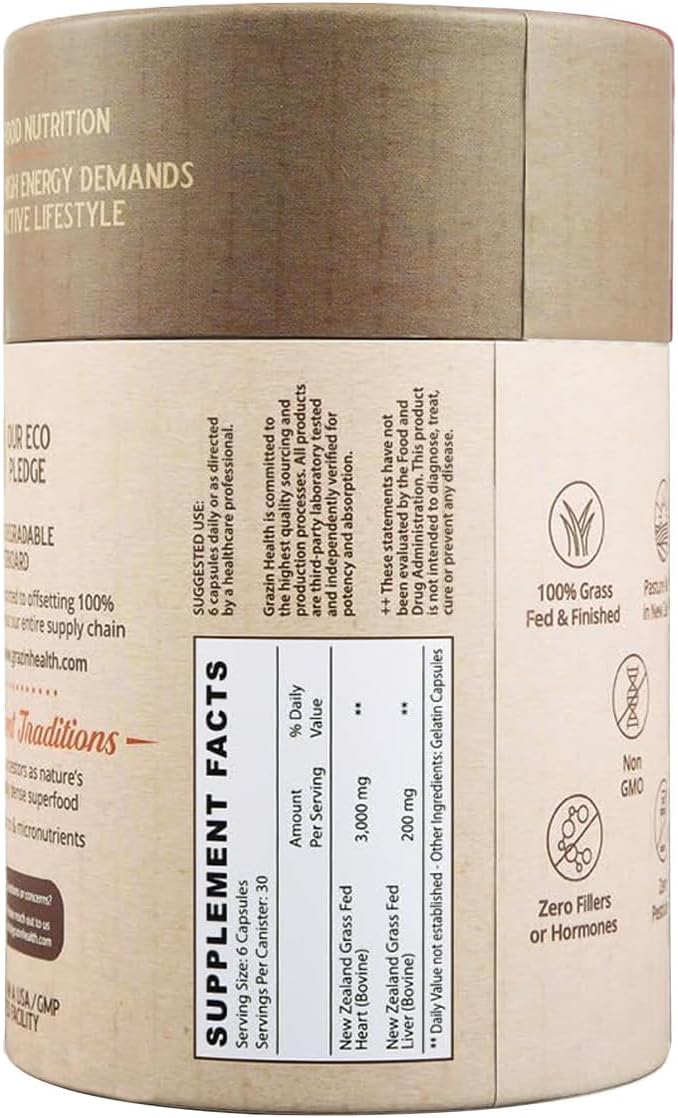 Cápsulas de Corazón e Hígado de Bovino - 3000 mg