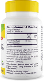 Healthy Origins Vitamina K2 100 mcg (MK-7) - 60 Cápsulas Vegetales