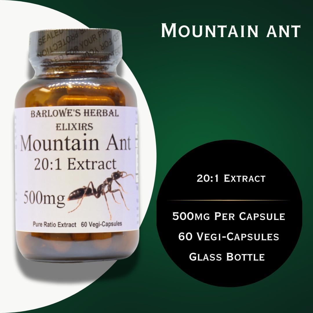 Barlowe's Herbal Elixirs Extracto de Hormiga de Montaña | 20:1 | 500 mg | 60 Cápsulas Veganas