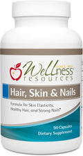 Wellness Resources Hair, Skin & Nails con Biotina, Queratina y MSM – 90 Cápsulas