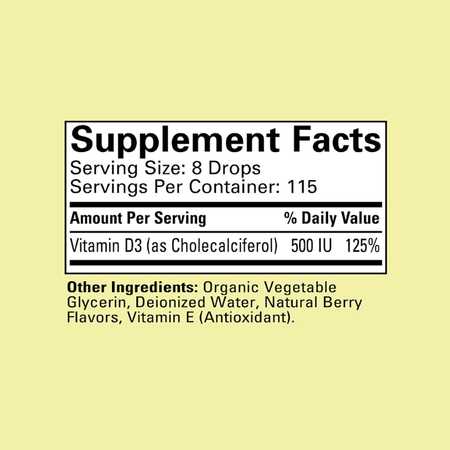 ChildLife Essentials Gotas de Vitamina D3 para Bebés y Niños - 500 UI por Dosis, Sabor Baya Natural - 30 ml