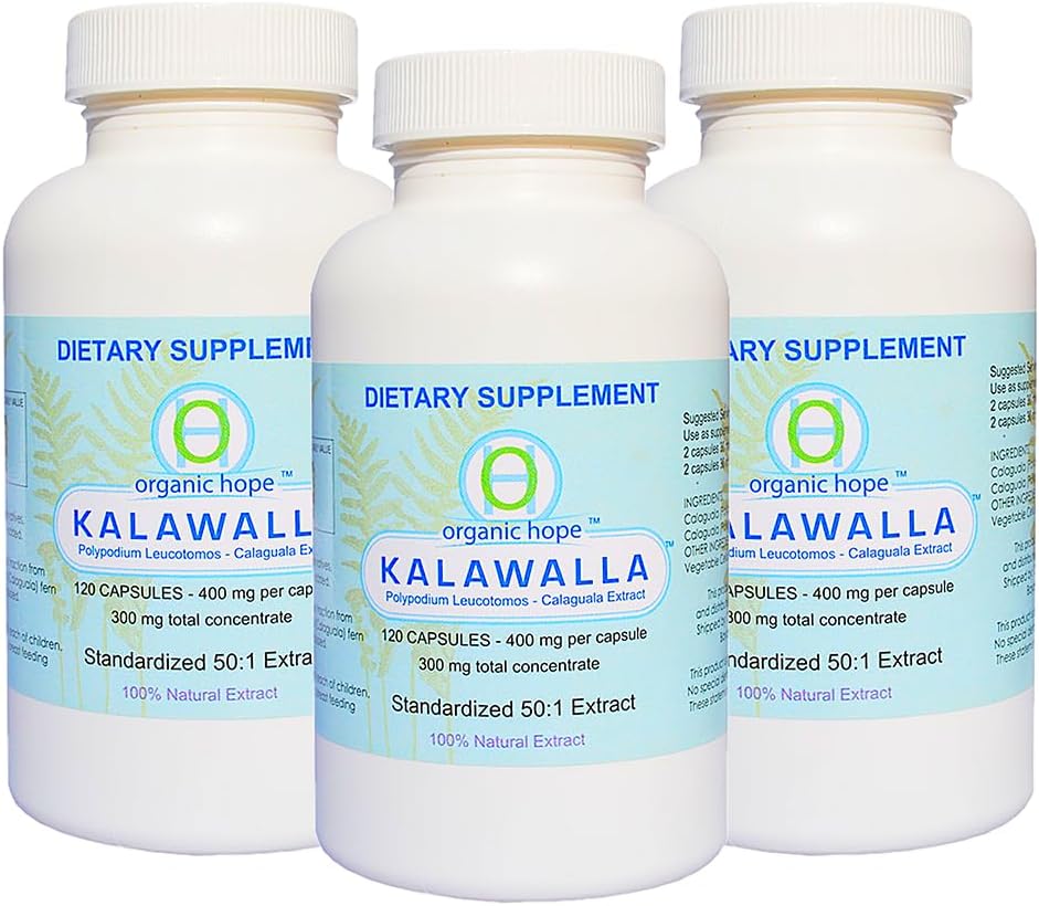 Organic Hope Extracto de Kalawalla Polypodium Leucotomos 50:1, 120 Cápsulas