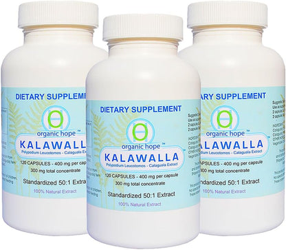 Organic Hope Kalawalla Extracto de Polypodium Leucotomos 50:1, 120 Cápsulas – Image 1