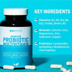 GOBIOTIX Multivitamínico con Probióticos y Enzimas Digestivas - 25 mil millones de UFC - Salud Digestiva - 90 Cápsulas