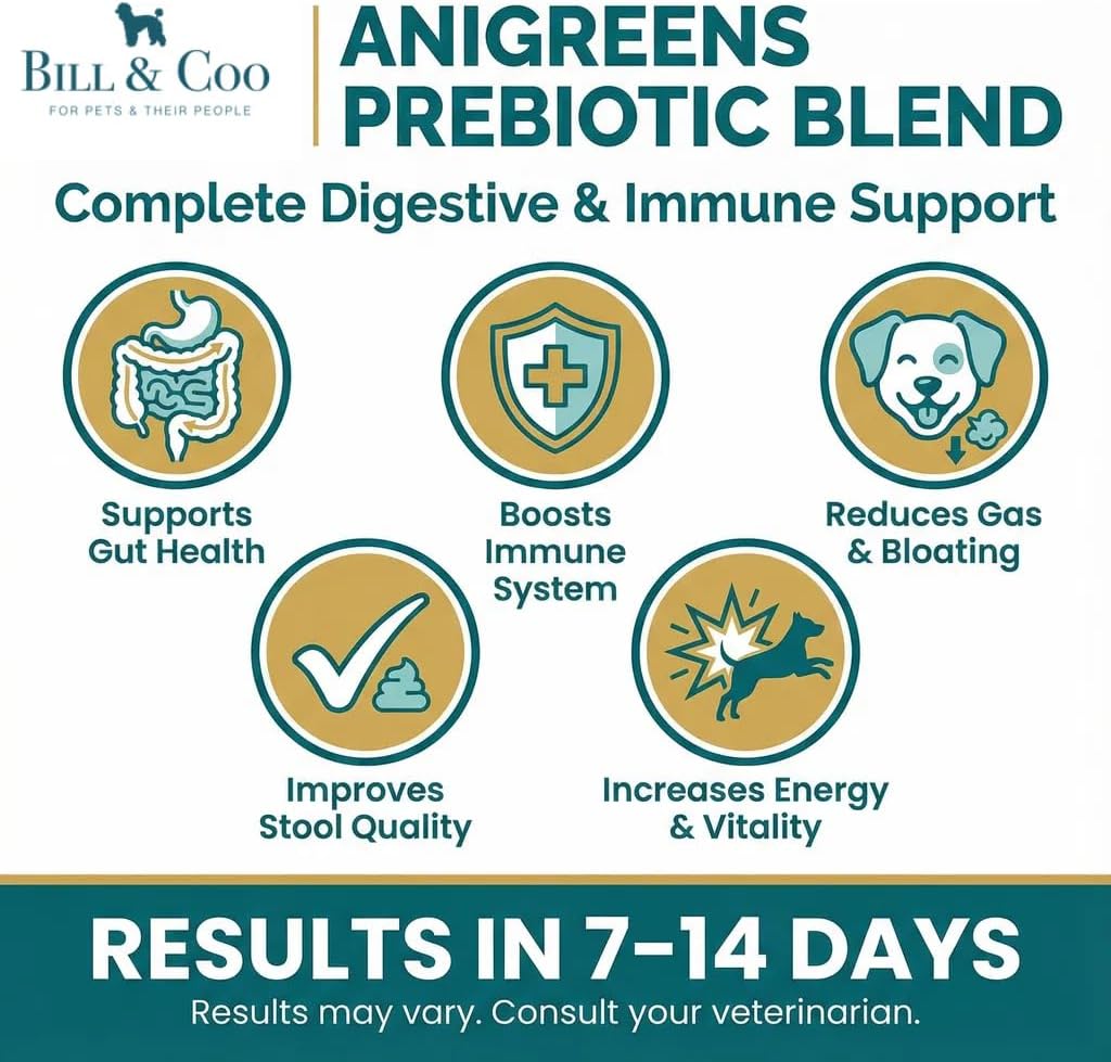 BILL & COO Anigreens Probióticos para Perros y Gatos en Polvo, 90g