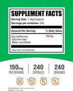 BulkSupplements.com Cápsulas de Isoflavonas de Soja - Suplemento de Isoflavonas de Soja - Vegano y Sin Gluten, 1 Cápsula por Ración (150 mg), 240 Unidades