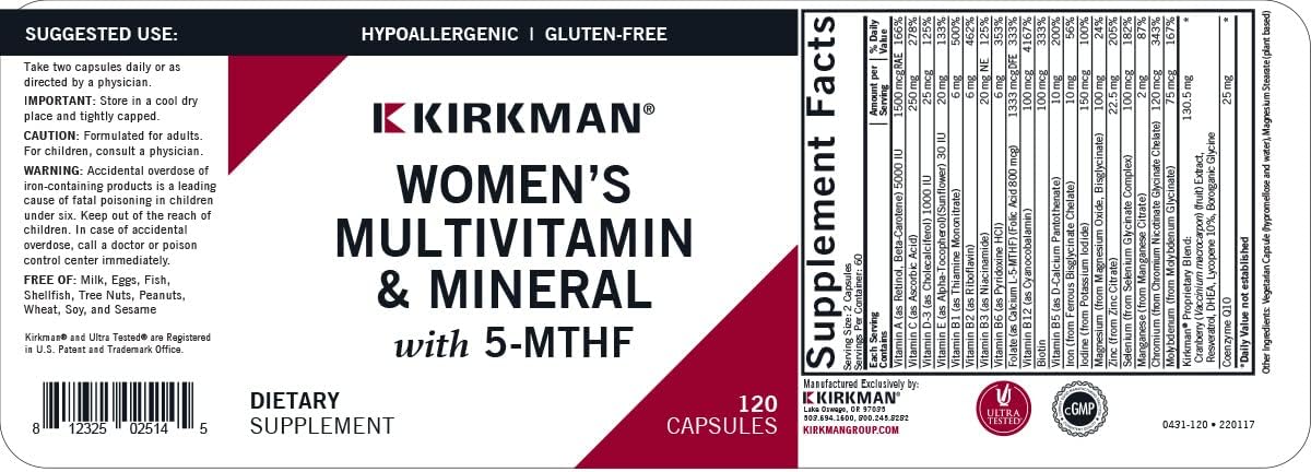 Kirkman Women's Multivitamin & Mineral with 5-MTHF