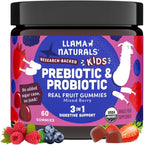 Llama Naturals Probiótico con Prebiótico para Niños - Gomitas Sabor Melocotón Mango, 120 uds