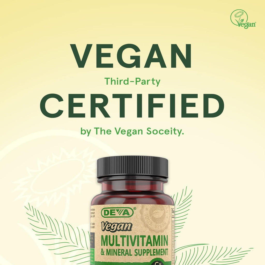 DEVA Mini Comprimidos Multivitamínico Vegano para Hombres y Mujeres (2 Paquetes, 90 Comprimidos cada uno) con Hierro, Vitamina C, E, Complejo B y Zinc