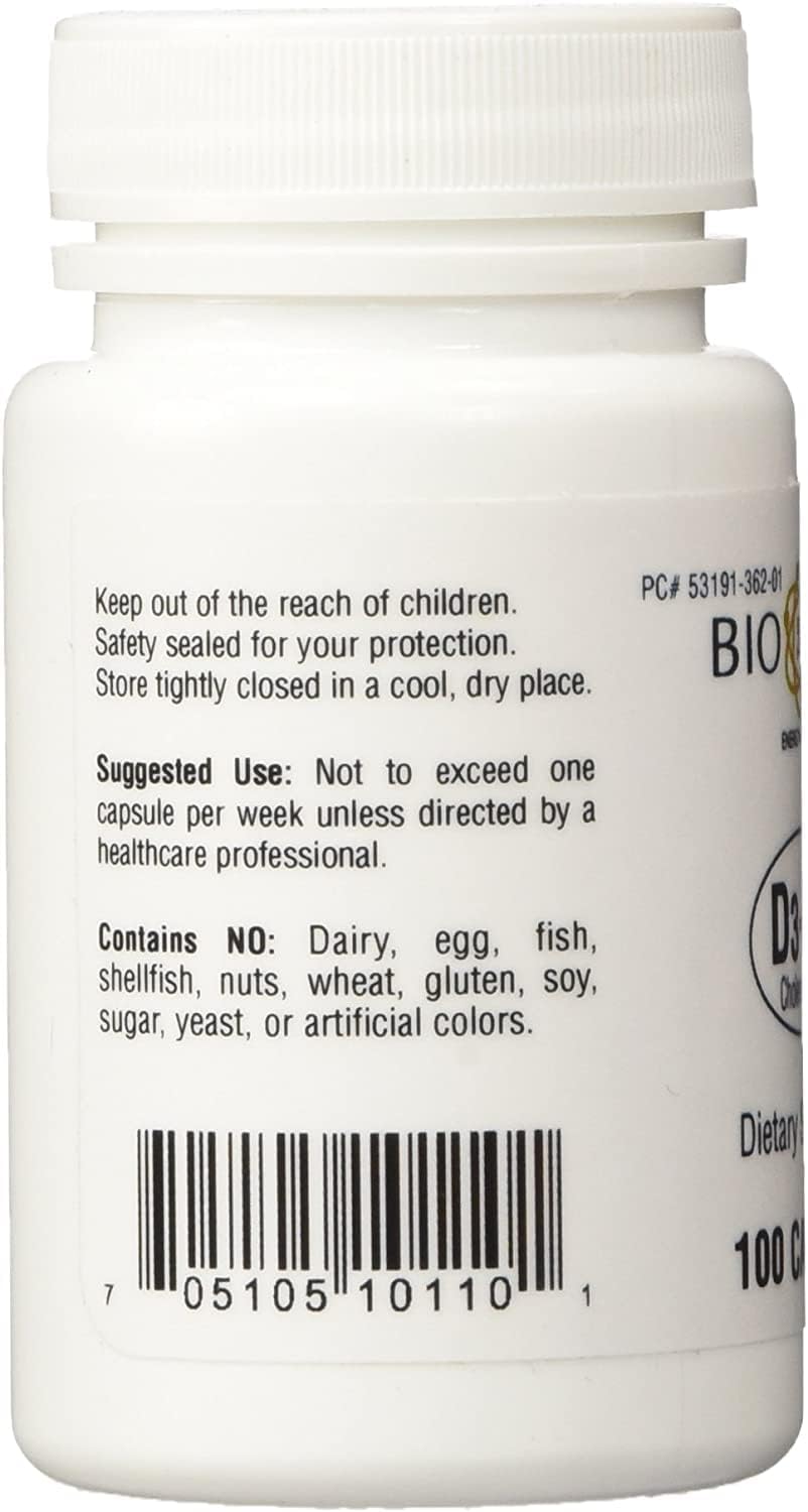 D3-50 50,000 UI - Bio-Tech Pharmacal - 100 Cápsulas - Pack de 2