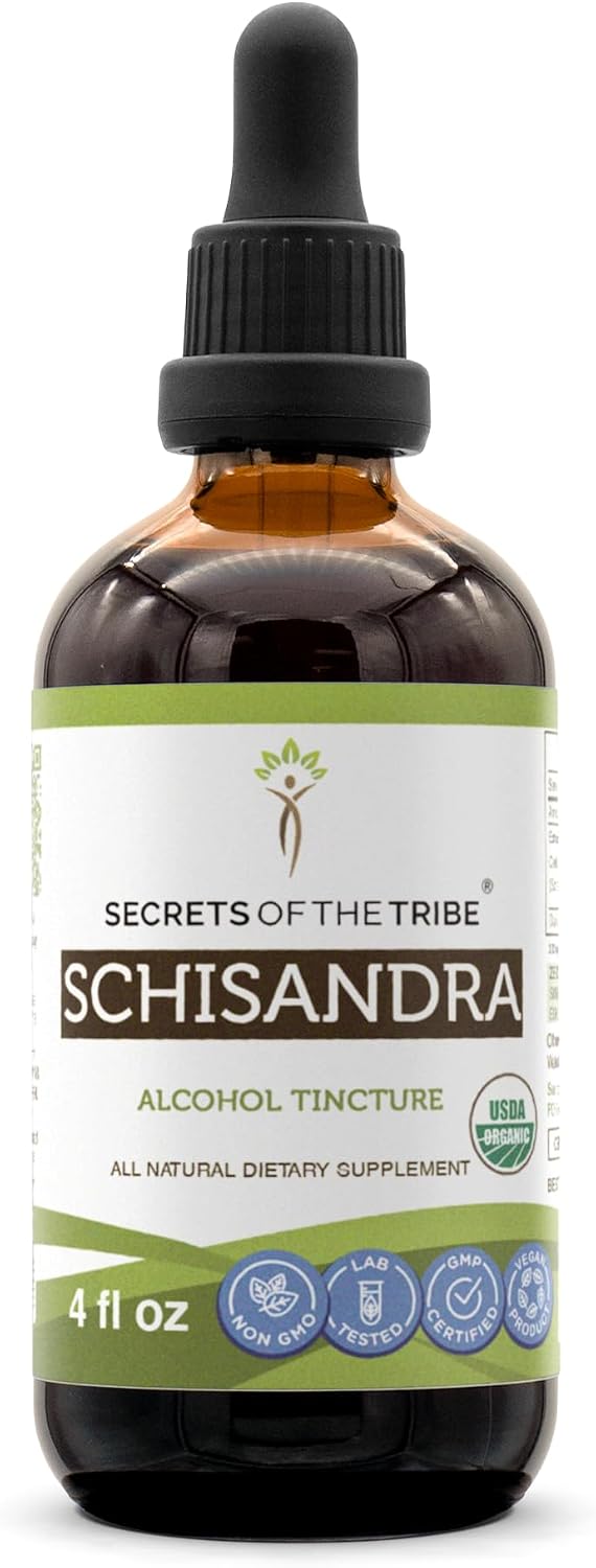 Secrets of the Tribe Schisandra USDA Organic | Extracto Alcohólico de Alta Potencia | 100% Schisandra Chinensis Orgánica Certificada 118 ml