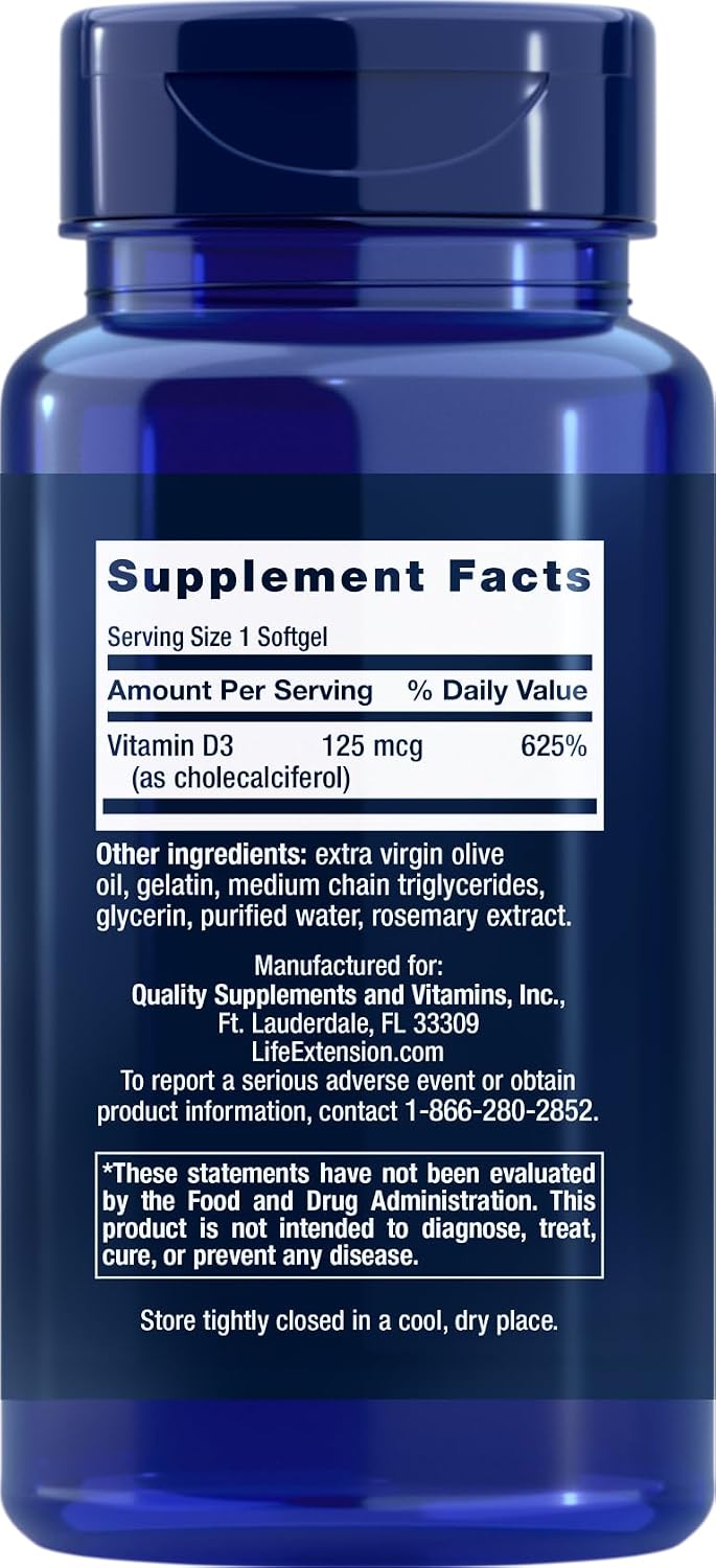 Life Extension Vitamina D3 5000 IU, 120 Softgels