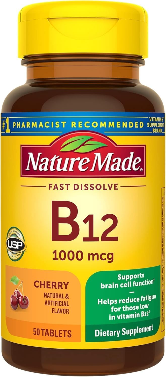 Nature Made B-12 1000 mcg Cherry Flavor Micro Lozenges (2 Bottles of 50 ct.)