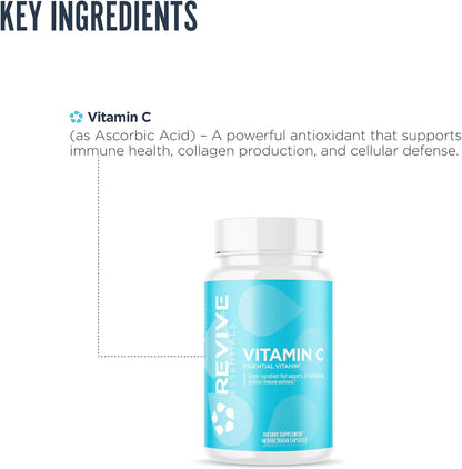 Revive MD Vitamina C Cápsulas, 1000mg - Ácido Ascórbico de Alta Potencia para Apoyo Inmunológico y Salud Antioxidante – Image 4
