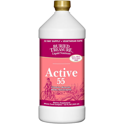 Buried Treasure Active 55 Plus – Multivitamínico Líquido con Antioxidantes y Hierbas – 32 oz (Pack de 4) – Image 1