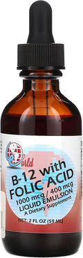 World Organics Líquido B-12 con Ácido Fólico, 60 ml