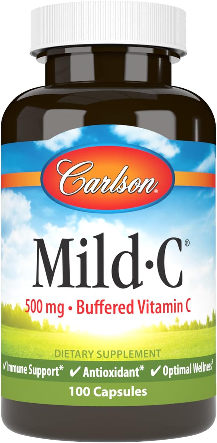 Carlson Mild-C, 500 mg, Buffered Vitamin C, Immune Support and Well-Being, 100 Capsules