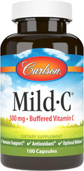 Carlson Mild-C, 500 mg, Buffered Vitamin C, Immune Support and Well-Being, 100 Capsules