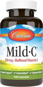 Carlson Mild-C, 500 mg, Buffered Vitamin C, Immune Support and Well-Being, 100 Capsules