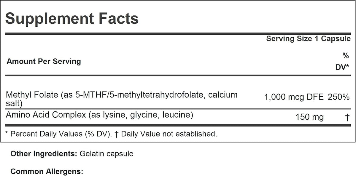 ANDREW LESSMAN Metilfolato 1000 mcg - 120 – Formación normal de las células sanguíneas: Ayuda en la producción de – Image 2