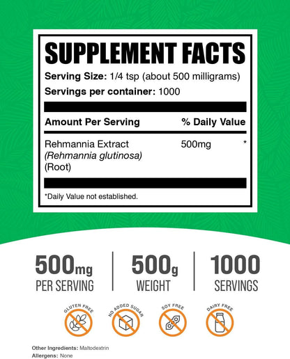 BulkSupplements Extracto de Rehmannia en Polvo - 500 g (1.1 lb) – Image 2